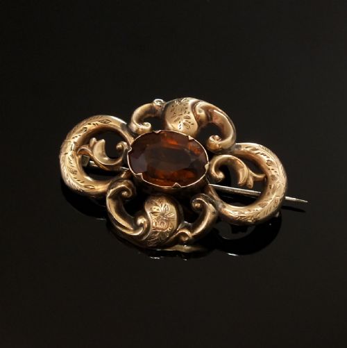 VICTORIAN YELLOW GOLD CAIRNGORM BROOCH C1880 - ADDITIONAL PHOTO 2