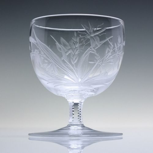 RARE SIX JOSEPH KELLER DRAGONFLY ENGRAVED PORT WINE GLASSES C1875 - ADDITIONAL PHOTO 1