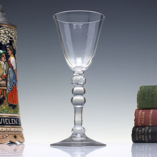 18th century light baluster wine glass c1750 ex cranch collection - CATEGORY: ANTIQUE GLASS - DATED 1750