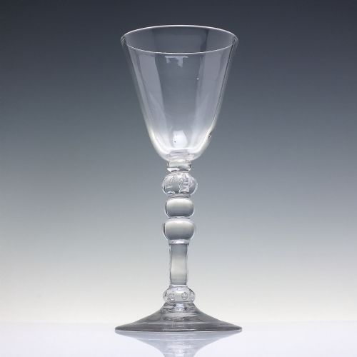 18TH CENTURY LIGHT BALUSTER WINE GLASS C1750 EX CRANCH COLLECTION - ADDITIONAL PHOTO 2