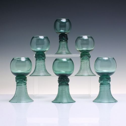 SIX DUTCH GREEN WINE GLASS ROEMERS C17901810 - ADDITIONAL PHOTO 1
