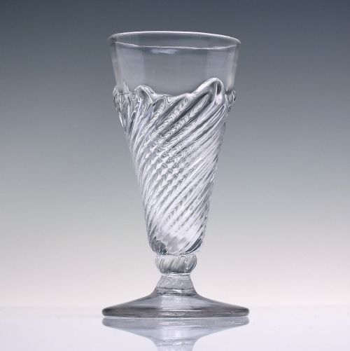 GEORGIAN 18TH CENTURY FLAMMIFORM ALE GLASS C1740 - ADDITIONAL PHOTO 1