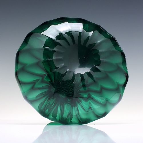 RARE GEORGIAN RIBBED BRISTOL GREEN GLASS MELL DECANTER C1830 - ADDITIONAL PHOTO 3