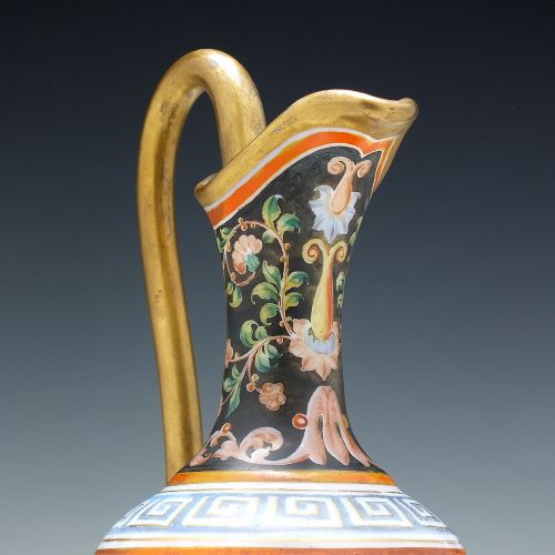 19TH CENTURY GREEK REVIVAL BACCARAT ENAMELLED AMPHORA OPALINE GLASS JUG C1880 - ADDITIONAL PHOTO 6