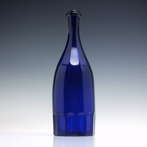 VICTORIAN BRISTOL BLUE GLASS SERVING BOTTLE C1830 - ADDITIONAL PHOTO 1