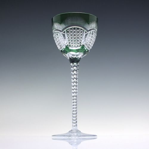 VAL ST LAMBERT BRILLIANT CUT CRYSTAL GREEN HOCK WINE GLASS C1940 - ADDITIONAL PHOTO 1