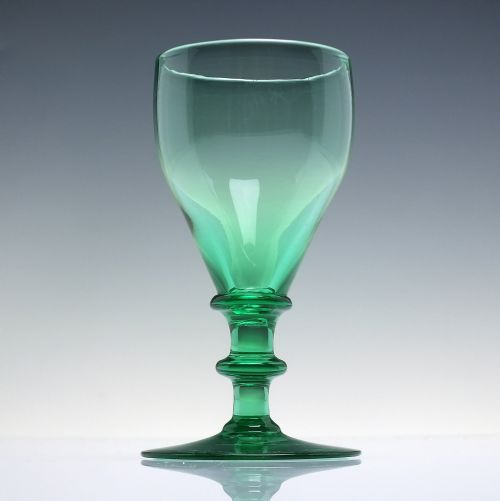 VICTORIAN GREEN VASELINE WINE GLASS C1880 - ADDITIONAL PHOTO 1