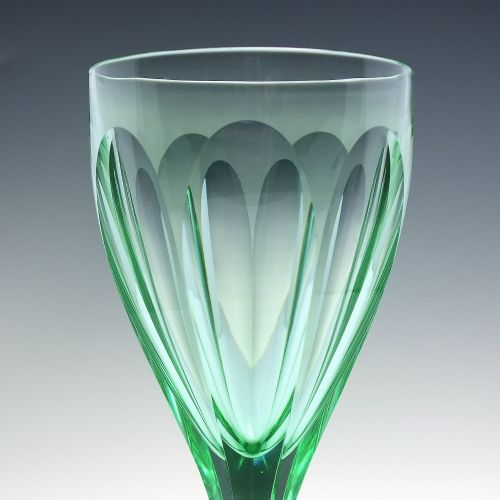 VICTORIAN GREEN VASELINE WINE GLASS C1860 - ADDITIONAL PHOTO 2