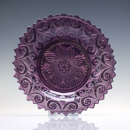 PAIR ANTIQUE AMETHYST GLASS SIDE PLATES C1920 - ADDITIONAL PHOTO 1