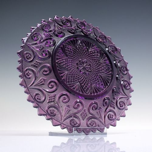 PAIR ANTIQUE AMETHYST GLASS SIDE PLATES C1920 - ADDITIONAL PHOTO 2