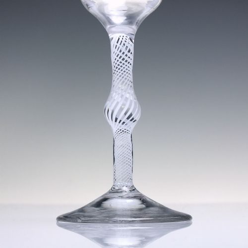 GEORGIAN ENGRAVED MULTI SPIRAL OPAQUE TWIST WINE GLASS C1760 - ADDITIONAL PHOTO 2