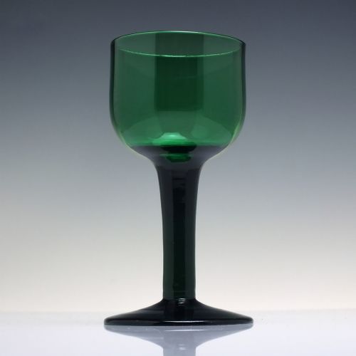 rare antique green plain stem wine glass c1770 - CATEGORY: ANTIQUE GLASS - DATED GEORGIAN