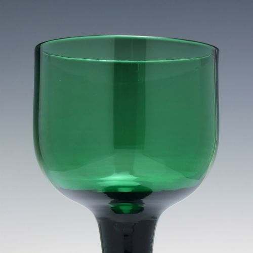 RARE ANTIQUE GREEN PLAIN STEM WINE GLASS C1770 - ADDITIONAL PHOTO 1
