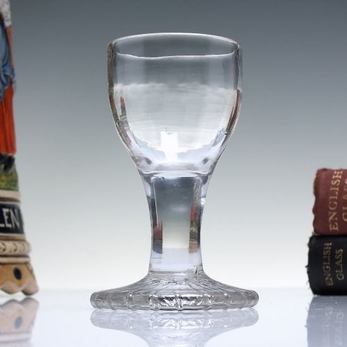 18th century oversewn foot dram glass c1750 - CATEGORY: ANTIQUE GLASS - DATED GEORGIAN