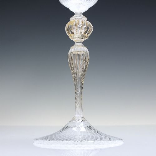 TALL MURANO SALVIATI LATTICINO WINE GLASS GOBLET C1900 - ADDITIONAL PHOTO 2