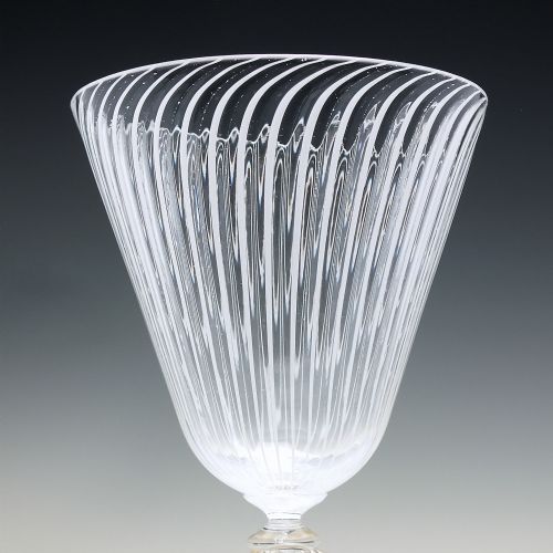 TALL MURANO SALVIATI LATTICINO WINE GLASS GOBLET C1900 - ADDITIONAL PHOTO 4