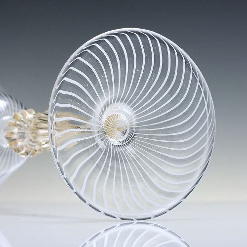 TALL MURANO SALVIATI LATTICINO WINE GLASS GOBLET C1900 - ADDITIONAL PHOTO 6