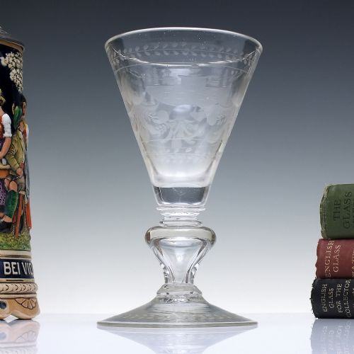 17th century engraved potsdam trichterpokal glass goblet c16901710 - CATEGORY: ANTIQUE GLASS - DATED BEFORE 1700