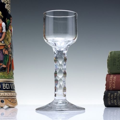 georgian facet cut wine glass c1780 - CATEGORY: ANTIQUE GLASS - DATED GEORGIAN