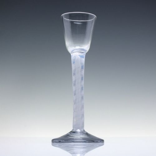 18TH CENTURY OPALESCENT OPAQUE TWIST CORDIAL GLASS C1760 - ADDITIONAL PHOTO 1