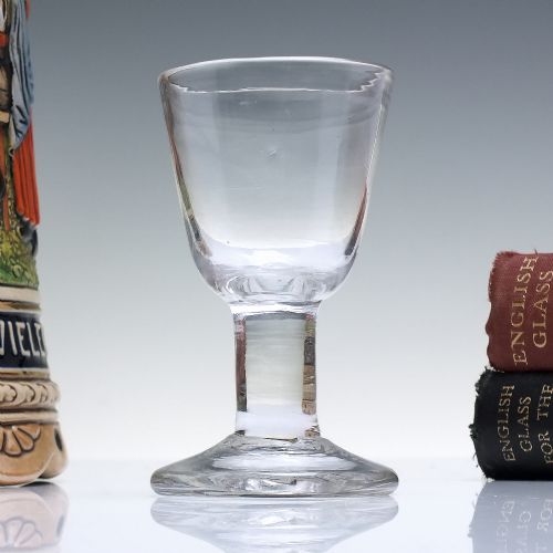 georgian plain stem short wine or dram glass c1750 - CATEGORY: ANTIQUE GLASS - DATED GEORGIAN
