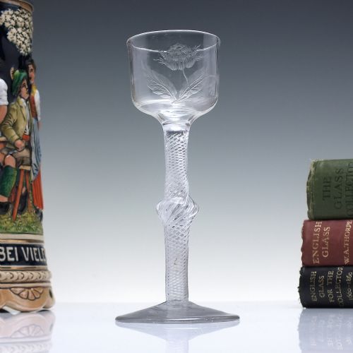 georgian jacobite sympathy air twist wine glass c1750 - CATEGORY: ANTIQUE GLASS - DATED GEORGIAN