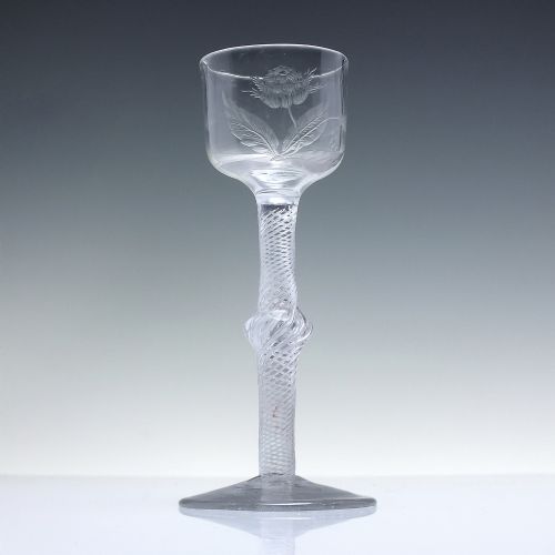 GEORGIAN JACOBITE SYMPATHY AIR TWIST WINE GLASS C1750 - ADDITIONAL PHOTO 1