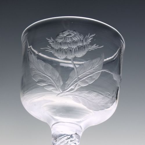 GEORGIAN JACOBITE SYMPATHY AIR TWIST WINE GLASS C1750 - ADDITIONAL PHOTO 2