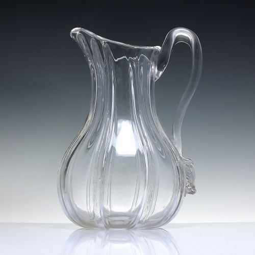 WILLIAM IV RIBBED GLASS WATER JUG C1830