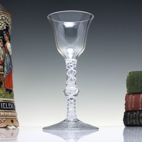 stunning opaque twist wine glass c1760 - CATEGORY: ANTIQUE GLASS - DATED GEORGIAN