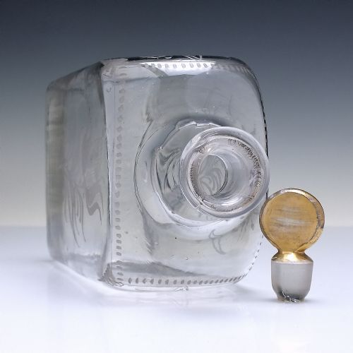 PAIR 18TH CENTURY ENGRAVED GLASS BOX DECANTERS C1750 - ADDITIONAL PHOTO 2