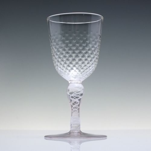 ANTIQUE JOSEPHINENHUTTE OPAQUE TWIST WINE GLASS C1900 - ADDITIONAL PHOTO 1
