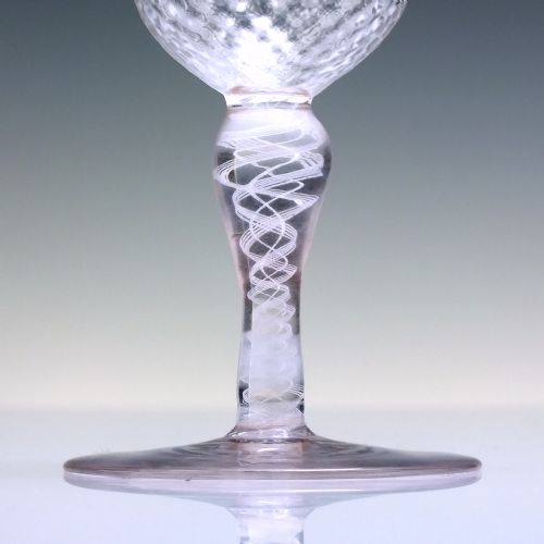 ANTIQUE JOSEPHINENHUTTE OPAQUE TWIST WINE GLASS C1900 - ADDITIONAL PHOTO 2