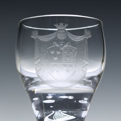 JOSEPHINENHUTTE ARMORIAL ENGRAVED OPAQUE TWIST SCHNAPPS GLASS C1900 - ADDITIONAL PHOTO 3