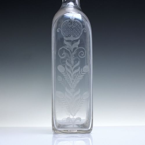 19TH CENTURY ENGRAVED MAGNUM GLASS DECANTER C1850 - ADDITIONAL PHOTO 1