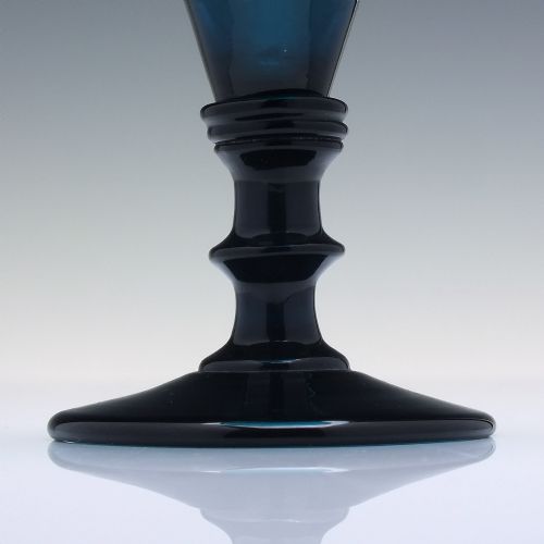 GEORGIAN PEACOCK BLUE FLUTE WINE GLASS C1820 - ADDITIONAL PHOTO 2