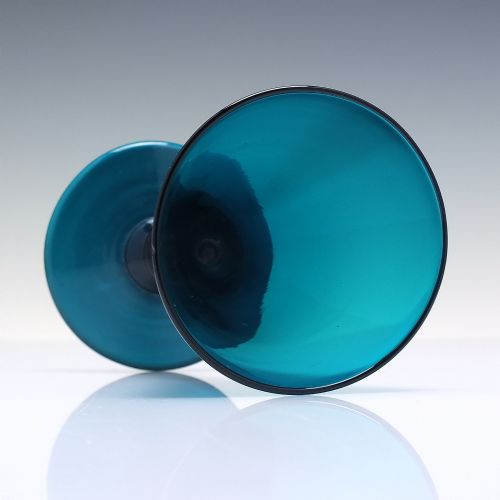 GEORGIAN PEACOCK BLUE FLUTE WINE GLASS C1820 - ADDITIONAL PHOTO 3