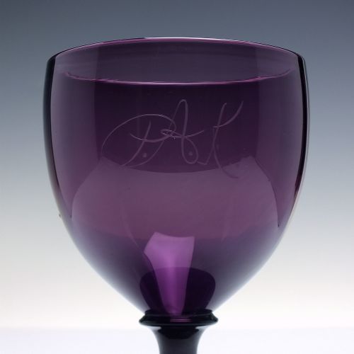 PAIR AMETHYST WINE GOBLETS OR RUMMERS C1930 - ADDITIONAL PHOTO 3