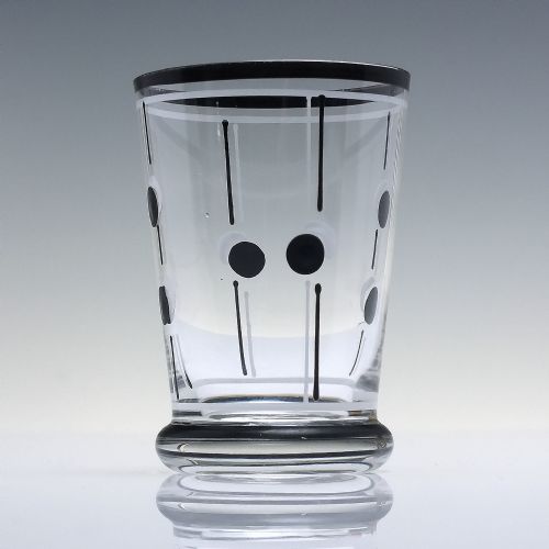 ART DECO GLASS ENAMELLED GLASS COCKTAIL SHAKER SIX MATCHING GLASSES C1930 - ADDITIONAL PHOTO 7