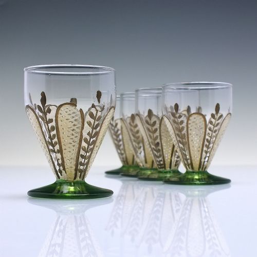 five art nouveau enamelled shot glasses c1920 - CATEGORY: ANTIQUE GLASS - DATED 1920