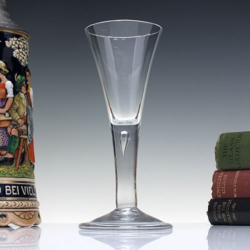 georgian plain stem ale glass with folded foot c1740 - CATEGORY: ANTIQUE GLASS - DATED 1750