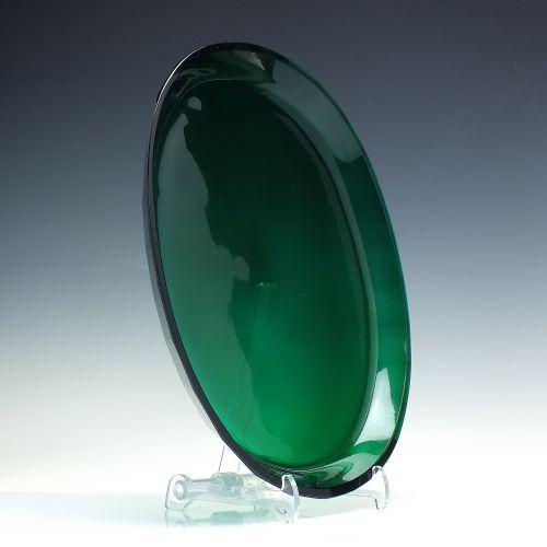 LARGE VICTORIAN BRISTOL GREEN GLASS OVAL PLATE C1850 - ADDITIONAL PHOTO 1