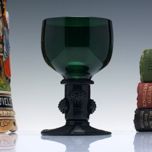 georgian bristol green wine roemer glass with open hollow stem c1820 - CATEGORY: ANTIQUE GLASS - DATED 1800