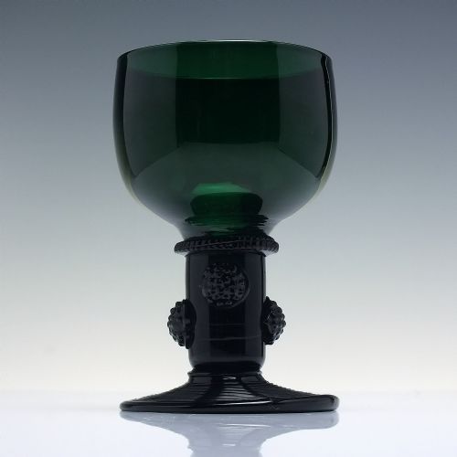 GEORGIAN BRISTOL GREEN WINE ROEMER GLASS WITH OPEN HOLLOW STEM C1820 - ADDITIONAL PHOTO 1