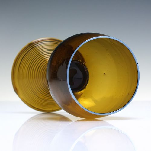 RARE 19TH CENTURY AMBER WINE ROEMER GLASS WITH OPALINE RIM C1870 - ADDITIONAL PHOTO 4