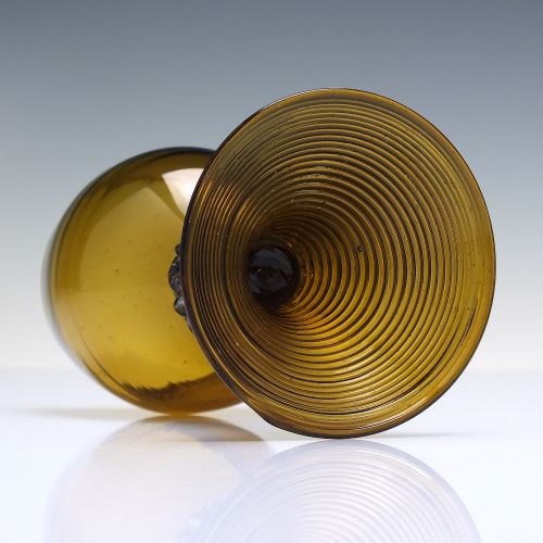 RARE 19TH CENTURY AMBER WINE ROEMER GLASS WITH OPALINE RIM C1870 - ADDITIONAL PHOTO 5