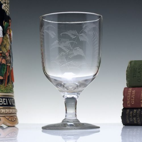 antique victorian engraved glass wine goblet c1870 - CATEGORY: ANTIQUE GLASS - DATED 1870