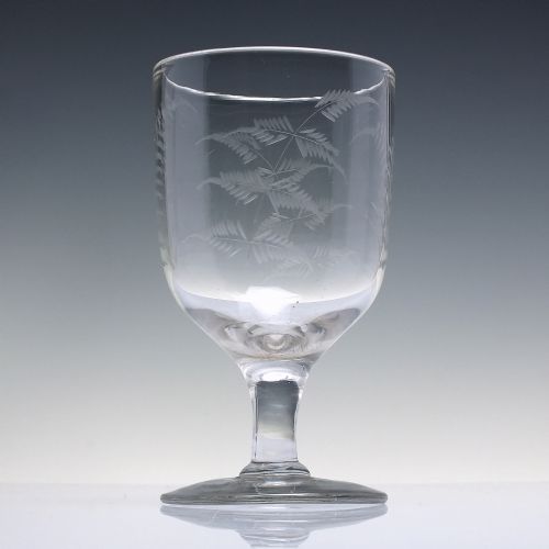 ANTIQUE VICTORIAN ENGRAVED GLASS WINE GOBLET C1870 - ADDITIONAL PHOTO 1