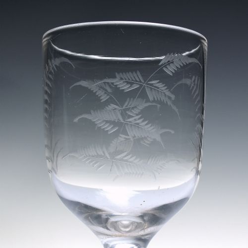 ANTIQUE VICTORIAN ENGRAVED GLASS WINE GOBLET C1870 - ADDITIONAL PHOTO 2