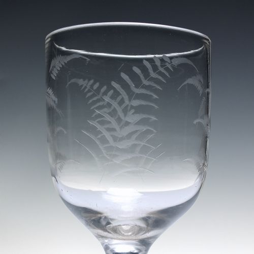 ANTIQUE VICTORIAN ENGRAVED GLASS WINE GOBLET C1870 - ADDITIONAL PHOTO 3